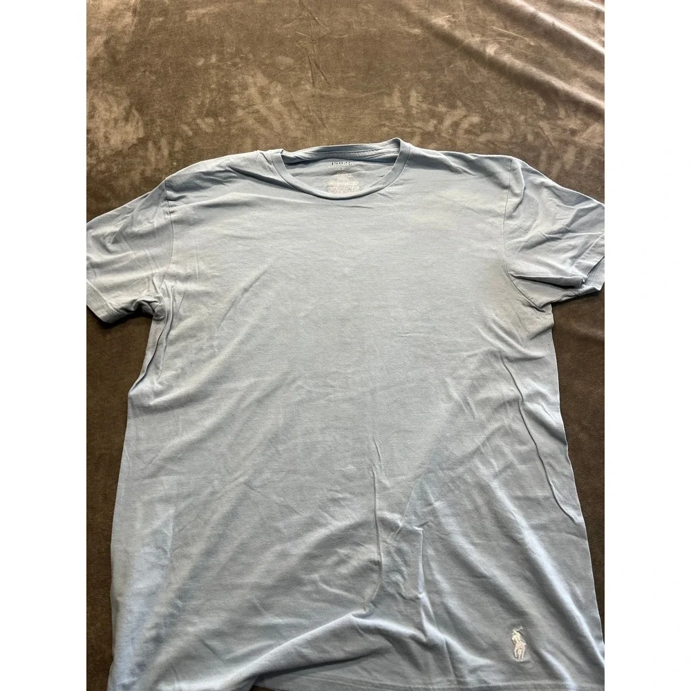 Polo Ralph Lauren Mens Classic Fit Crew Neck T-Shirt Light Blue‎ Large Pony Logo